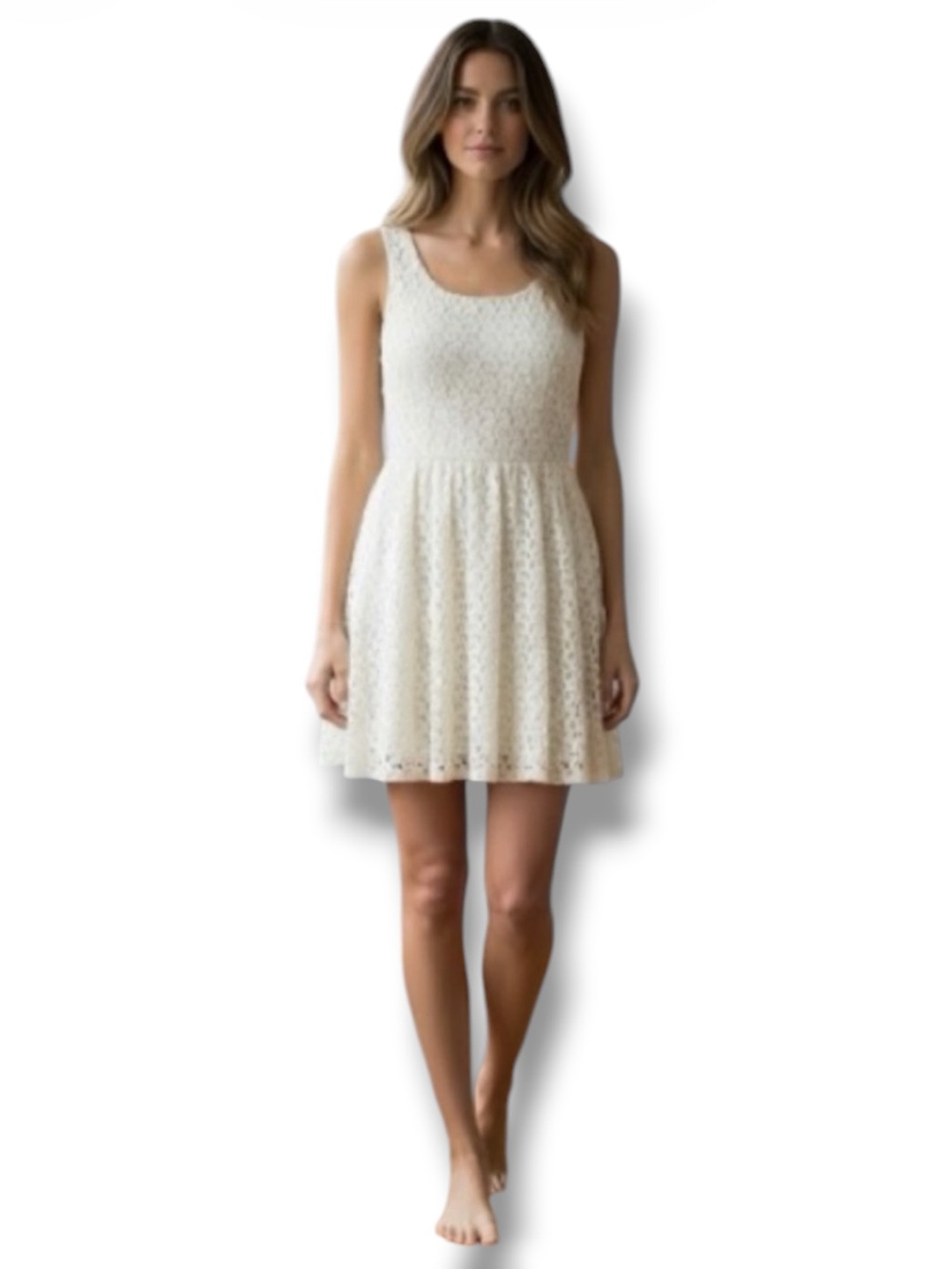 Lily Rose Dress Ivory Lace Fit & Flare Mini Size Small Euro Summer